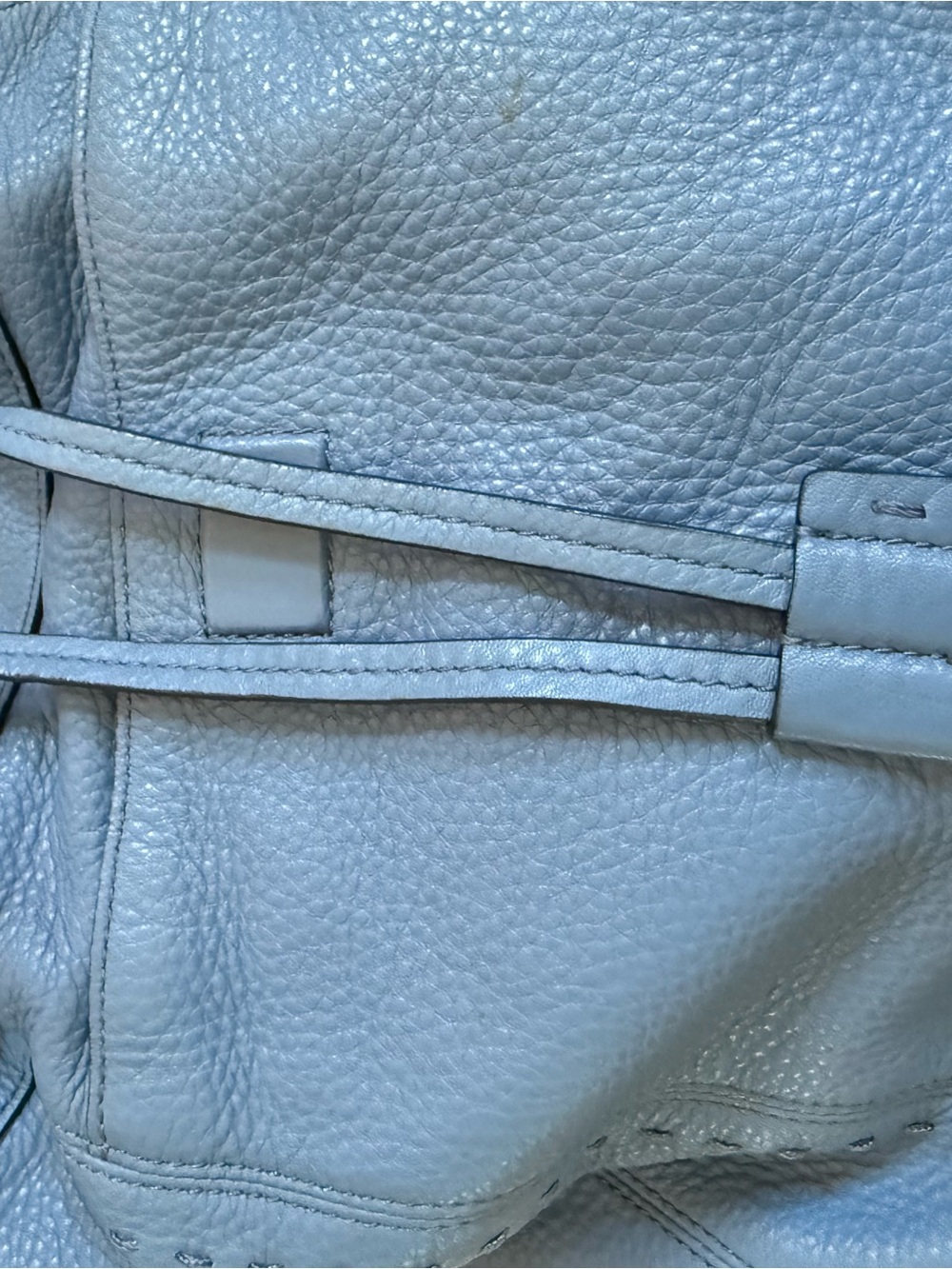 Cole Haan Pebbled Blue Leather Backpack - Sleek Everyday Carry - Picture 4 of 10
